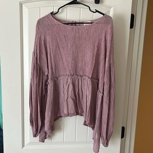 Peach Love Purple Long Sleeve Peplum Blouse - Size Medium, Like New